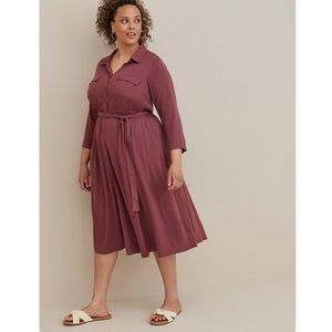 TORRID Midi Rayon Slub Belted Shirtdress Size 3X NEW WITH TAG